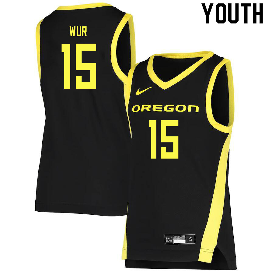 Youth # #15 Lok Wur Oregon Ducks College Basketball Jerseys Sale-Black